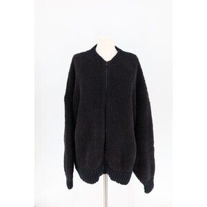 Aerie Women Size XXL Black Teddy Zip Front Long Sleeve Sweater Jacket
